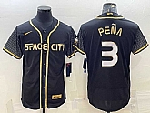 Men's Houston Astros #3 Jeremy Pena Black Gold Flex Base Stitched Jersey,baseball caps,new era cap wholesale,wholesale hats